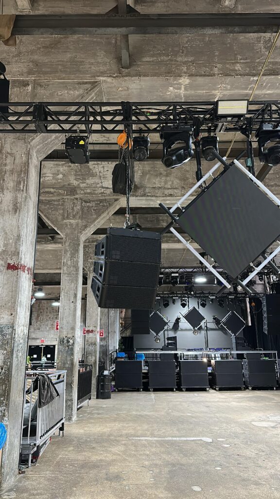 d&b audiotechnik KSL line array flown at Industry City Brooklyn